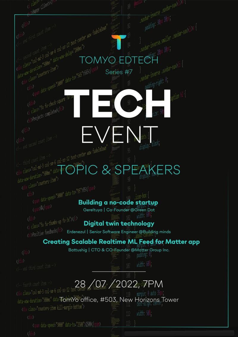 TomYo Tech event poster